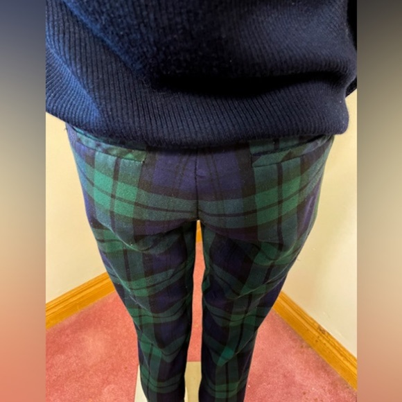 Vintage Jacob Green/Navy Tartan Low-Rise Ankle Pant 2 - Picture 4 of 7